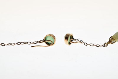 Lot 65 - Pair of early 20th century jade yellow metal drop earrings