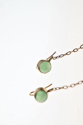 Lot 65 - Pair of early 20th century jade yellow metal drop earrings