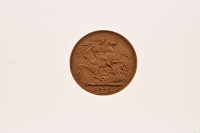 Lot 134 - Queen Victoria Melbourne Mint gold sovereign, 1893