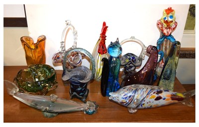 Lot 444 - Collection of 20th Century free form glass etc