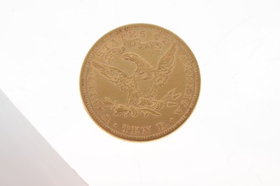 Lot 140 - United States of America gold ten dollar coin, liberty head, 1881