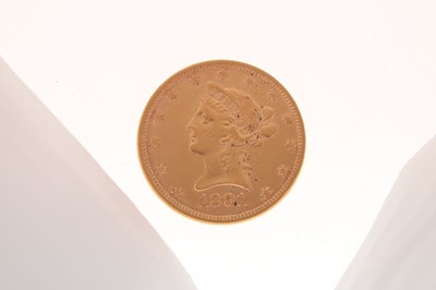Lot 140 - United States of America gold ten dollar coin, liberty head, 1881