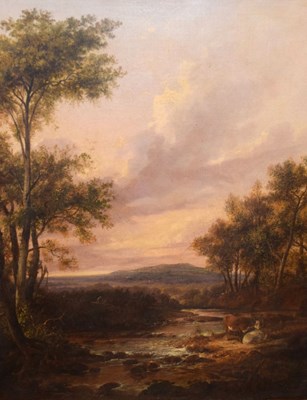 Lot 586 - 19th Century oil on canvas - Cattle watering