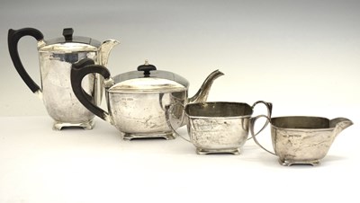 Lot 101 - George V silver four piece teaset in the Art Deco style