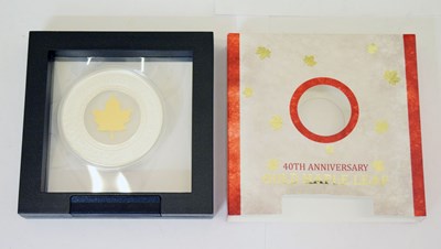 Lot 344 - Solomon Islands silver proof 40th Anniversary 5 Dollar gold maple leaf medallion
