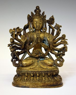 Lot 354 - Sino-Tibetan gilt copper alloy figure of Cundi Avalokiteshvara (Zhunti Guanyin)