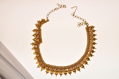 Lot 48 - Indian yellow metal fringed collar necklace