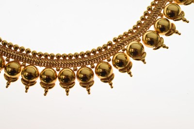 Lot 48 - Indian yellow metal fringed collar necklace