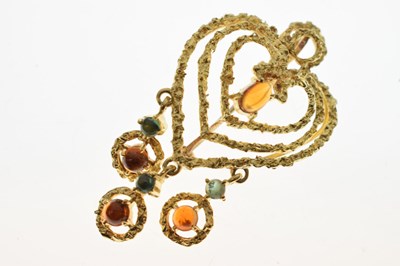 Lot 33 - Italian gem set 18ct yellow gold pendant brooch