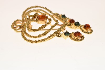 Lot 33 - Italian gem set 18ct yellow gold pendant brooch