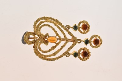 Lot 33 - Italian gem set 18ct yellow gold pendant brooch