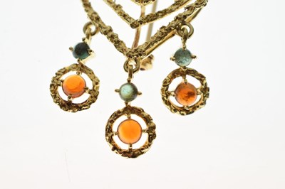 Lot 33 - Italian gem set 18ct yellow gold pendant brooch