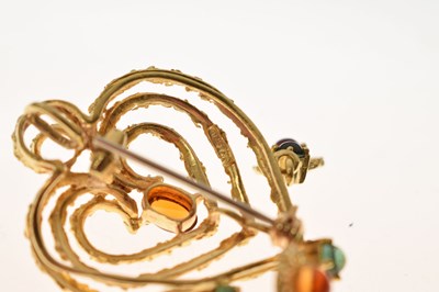 Lot 33 - Italian gem set 18ct yellow gold pendant brooch
