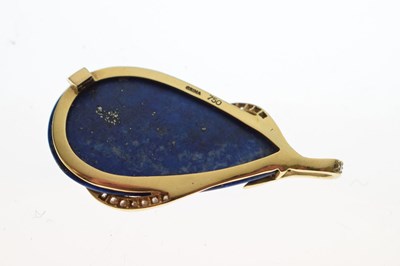 Lot 42 - Andrew Grima lapis lazuli and diamond 18ct yellow gold pendant