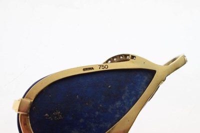 Lot 42 - Andrew Grima lapis lazuli and diamond 18ct yellow gold pendant