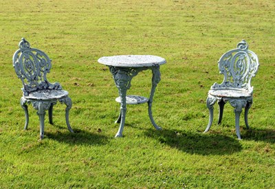 Lot 527 - Late 19th or early 20th century Coalbrookdale style cast iron terrace/patio set