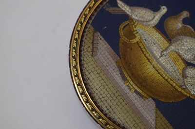 Lot 159 - Early 19th century double-sided micromosaic, porphyry and unmarked gold bonbonniere or table box