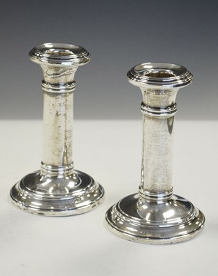 Lot 185 - Pair of George V silver candlesticks, Birmingham 1918