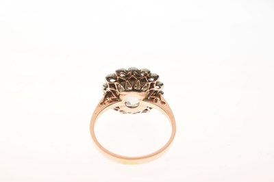 Lot 15 - Yellow sapphire and white sapphire rose metal cluster ring, boxed