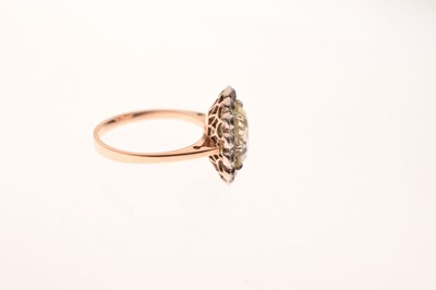 Lot 15 - Yellow sapphire and white sapphire rose metal cluster ring, boxed