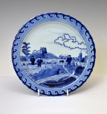 Lot 331 - 18th century Chinese Export blue and white porcelain 'van Frytom' or 'Deshima Island' pattern plate