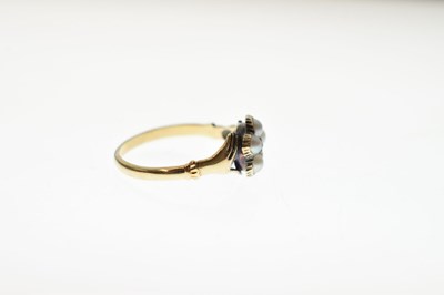 Lot 19 - 19th century Claddagh-style pearl and diamond forget-me-not ring