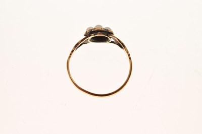 Lot 19 - 19th century Claddagh-style pearl and diamond forget-me-not ring