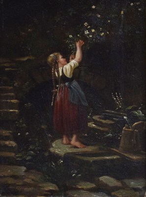 Lot 441 - English School, (late 19th century) - Oil on canvas - Picking blossom