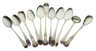 Lot 173 - Quantity of silver teaspoons etc, to include three Victorian Scottish salt spoons, Edinburgh 1859