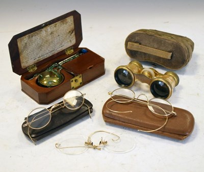 Lot 258 - Opera glasses, glasses and weight set