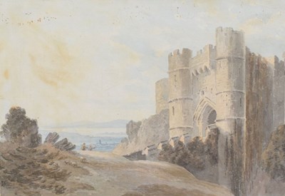 Lot 391 - John Varley OWS (British, 1778-1842) - Watercolour on paper - 'Carisbrooke Castle’