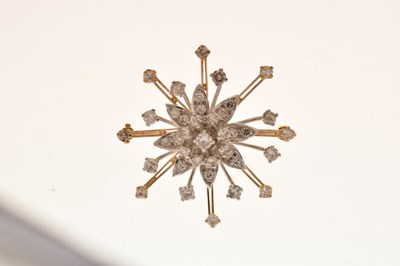 Lot 27 - Diamond yellow and white metal flower head starburst brooch