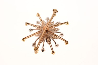 Lot 27 - Diamond yellow and white metal flower head starburst brooch