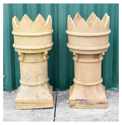 Lot 826 - Pair Victorian terracotta chimney crowns