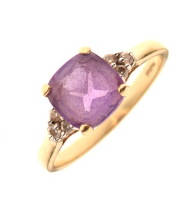 Lot 12 - 9ct gold, amethyst and diamond dress ring