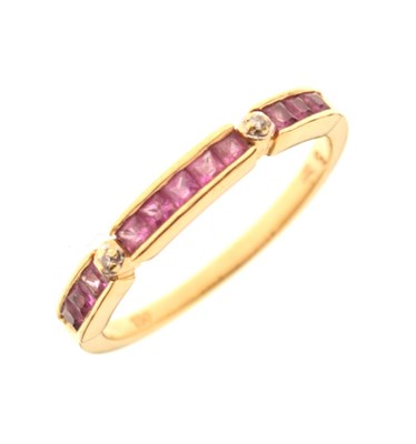 Lot 18 - Ruby and diamond half-hoop ring