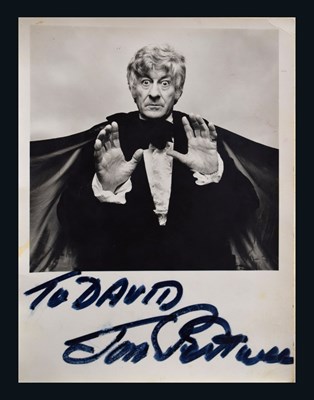 Lot 237 - Dr Who - Jon Pertwee (1919-1996) - Signed monochrome photograph postcard
