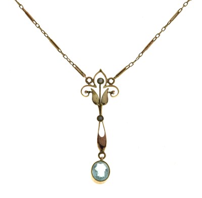 Lot 97 - Edwardian 9ct yellow and rose gold pendant necklace