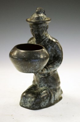 Lot 286 - Chinese metal figure with bowl