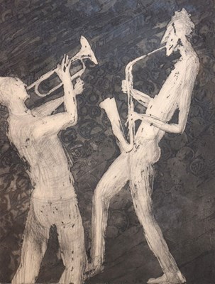 Lot 567 - Modernist  Ink sketch of Jazz players