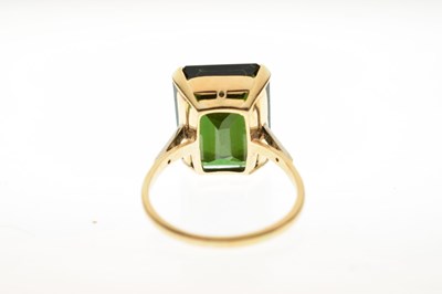 Lot 17 - Green tourmaline and diamond 18ct yellow gold and platinum set ring