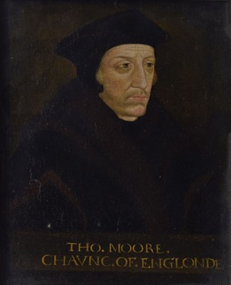 Lot 371 - Follower of Hans Holbein the Younger, (1497 / 8-1543) - Oil on panel,  Portrait of Thomas More