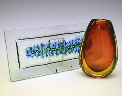 Lot 395 - Murano Glass amber colour vase, together with a modern art glass dish