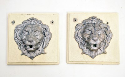 Lot 810 - Pair of concrete lions head garden/water features