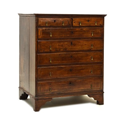 Lot 720 - Small early 18th century inlaid oak and walnut chest of drawers