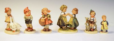 Lot 346 - Group of Hummel figures and Hummel embroidery