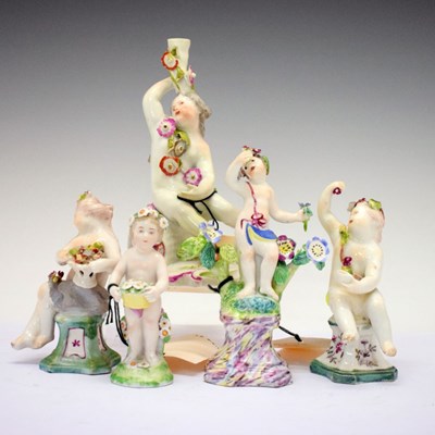 Lot 408 - Group of figures including Derby putto etc (5)