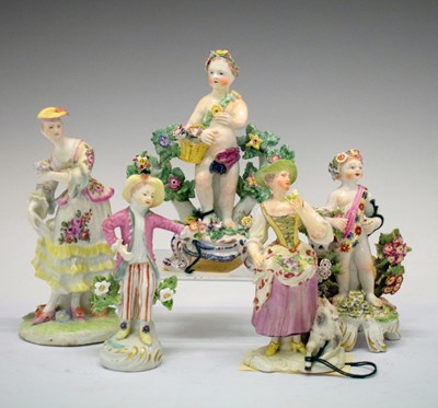 Lot 410 - Group of figures to include Bow Spring, Flower Seller etc