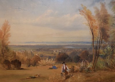 Lot 593 - Attributed to George Shepherd - Watercolour - View from Abbot's Leigh towards the Severn Estuary