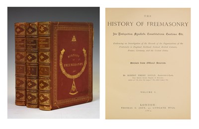 Lot 401 - Gould, Robert Freke - 'The History of Freemasonry' - Three volumes, leather-bound, 1884-87